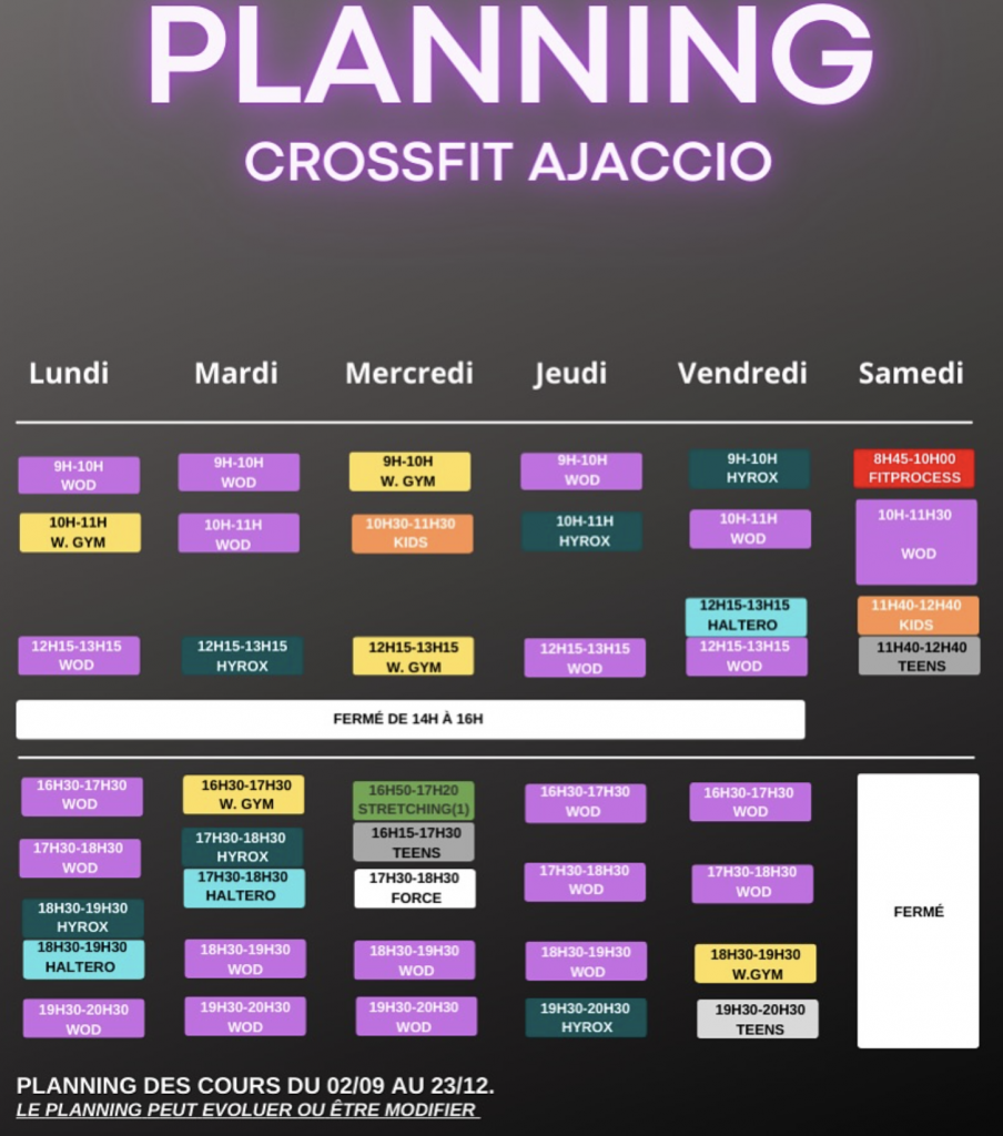 Planning rentrée 2024