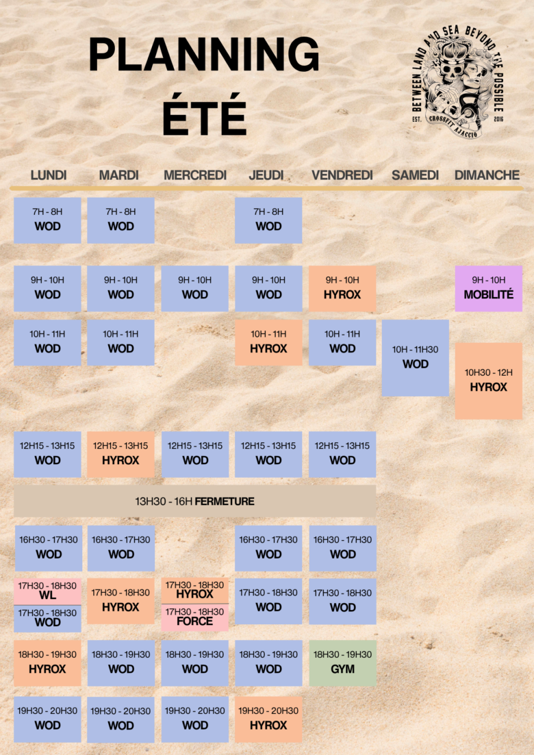 Planning été - CrossFit Ajaccio 2026